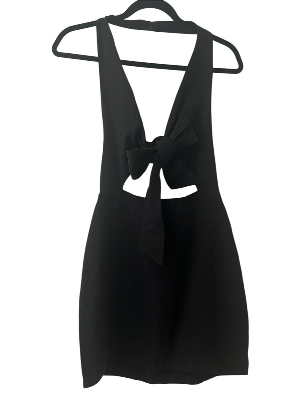 Natalie Rolt Izzy Tie Front Black Linen Mini Dress Size 2